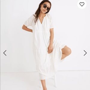 Madewell Bubble-Sleeve Tiered Midi Dress